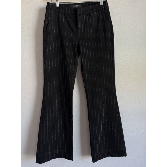 Liverpool Women's Mid-Rise Flare Trouser Pants Shimmer Pinstripe Denim Size 4/27 - Picture 2 of 11